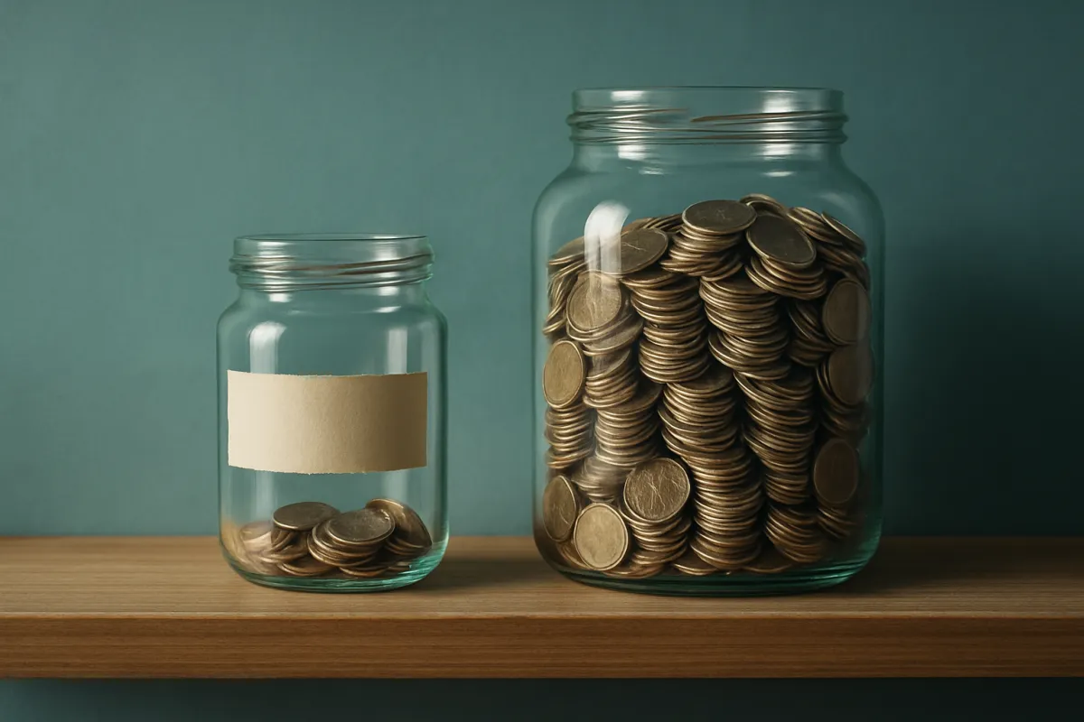A person reviewing a life insurance statement showing accumulated cash value beside a calculator on a wooden desk